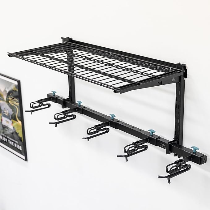 StoreYourBoard Lone Peak Ski Storage Rack and Wall Shelf, Holds 5 Pairs of Skis and Poles, Supports 300 lbs, 46 in x 13.75 in x 16 in-StrideForce Fitness
