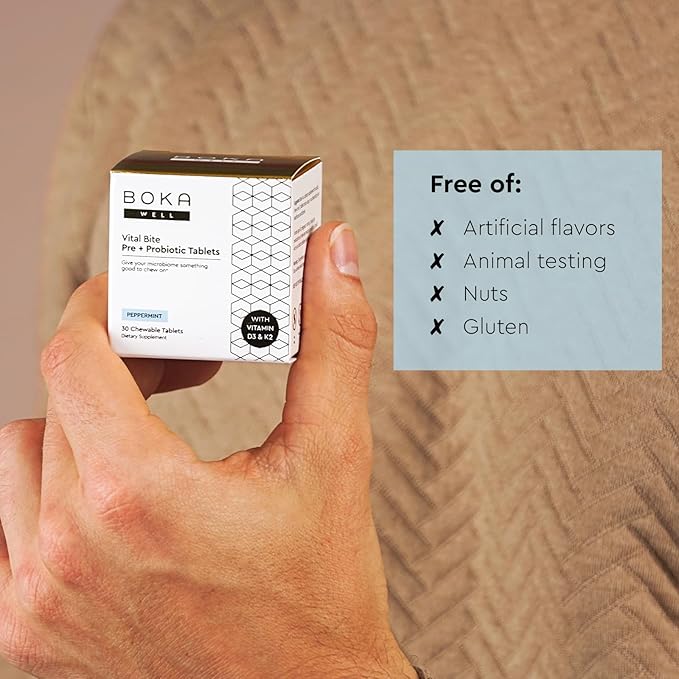 Boka Fluoride Free Toothpaste Nano Hydroxyapatite, Whitening* - 4 Fl Oz 1Pk + Boka Vital Bite Oral Probiotics for Mouth Bad Breath - 30ct Dental Probiotics Tablets