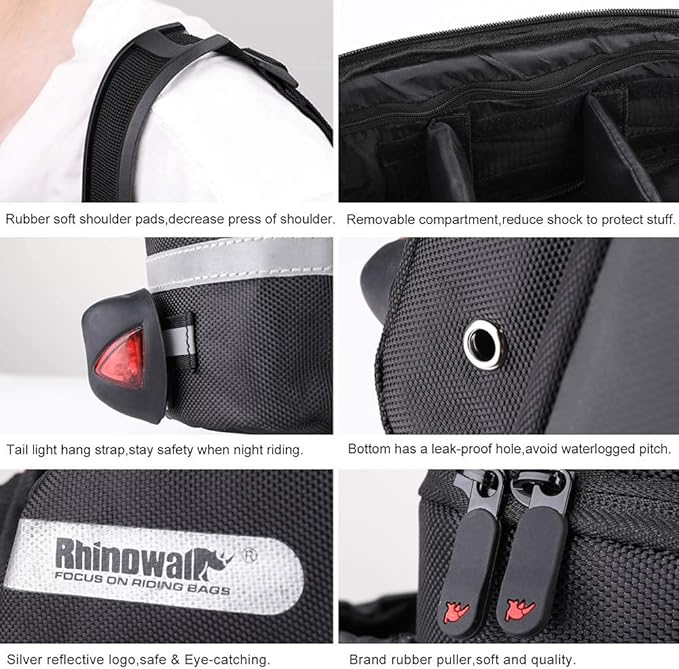 Rhinowalk Bike Bag Bike Trunk Bag Bike Pannier Bag,(for Bicycle Cargo Rack Saddle Bag Shoulder Bag Laptop Pannier Rack Bicycle Bag Professional Cycling Accessories)-StrideForce Fitness