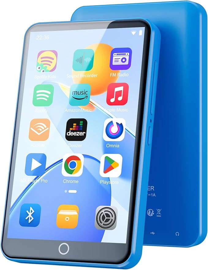 80GB MP3 Player with Bluetooth WiFi, 4" MP3 Players with Spotify, 2000mAh MP4 Player with Touch Screen, Android Music Player with Spotify Kids, Audible, Amazon Music, Play Store-StrideForce Fitness