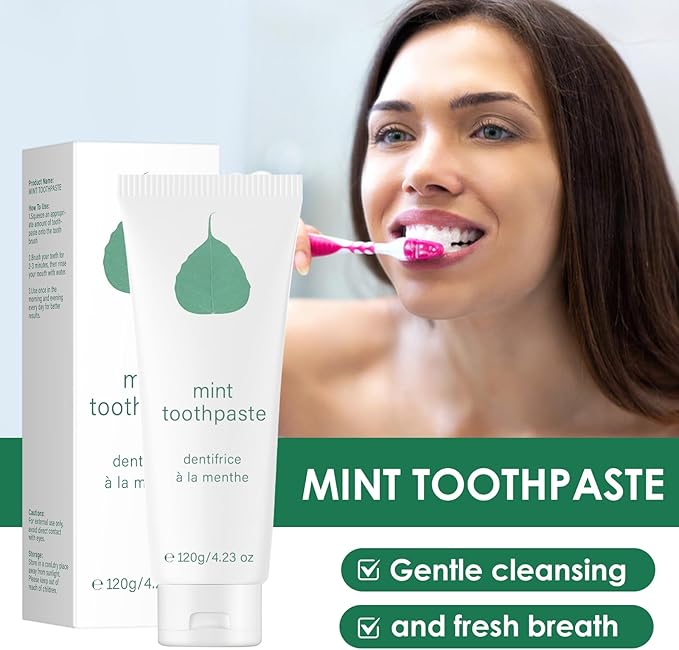 Mint Toothpaste, 3.5 oz Non Fluoride Toothpaste, All-Natural Organic Tooth-Paste, Fresher Breath, Happier Gums, Tooth Sensitivity for for Sensitive Teeth