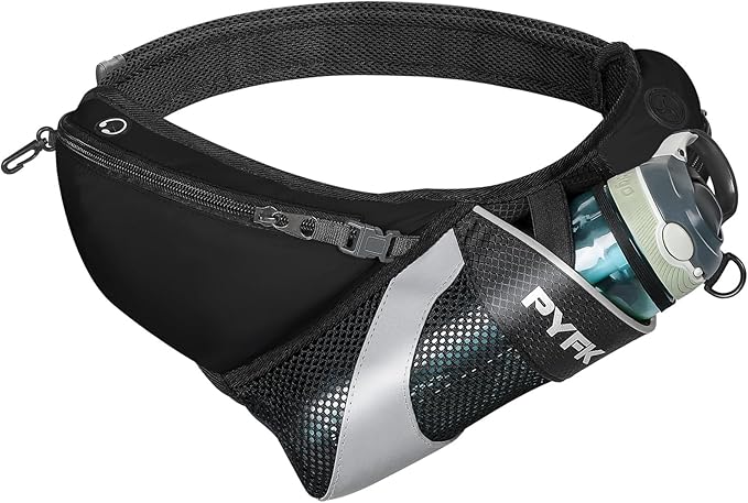 PYFK Running Belt Hydration Waist Pack with Water Bottle Holder for Men Women Waist Pouch Fanny Bag Reflective-StrideForce Fitness