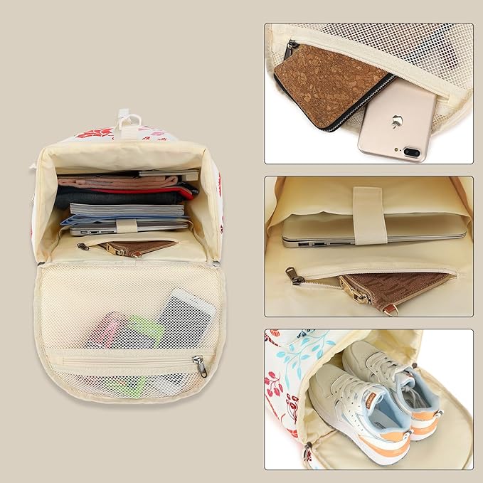 Kalesi Floral Gym Duffle Bag Backpack 4 ways for Women Waterproof with Shoes Compartment for travel Sport Hiking laptop Lightweight, XL-StrideForce Fitness