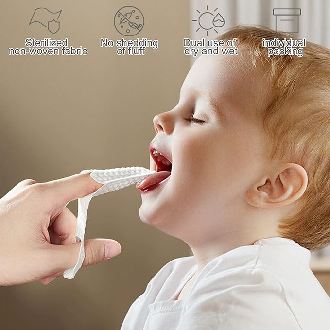 Finger Tooth Wipes, Orals Cleaning Fingers Cover, 4.7x1.7in Gentle Baby Wipe, Non-Woven Fabric Kids, Tongue Cleanings Wipes for 0-1 Year Old, Girls, Boys Toddler Hygiene