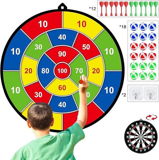 Dart Board for Kids, Darts Set Double-Sided Dart Board with Sticky Balls and Darts, Indoor Outdoor Sport Fun Party Play Parent-Child Activity Game Toys, Gifts for Boys and Girls Aged 3 to 12 Years-StrideForce Fitness