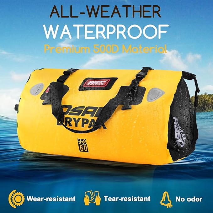 Waterproof Duffel Bag - Motorcycle Dry Bag Tail Bag with Large Storage Space, Waterproof Luggage Duffle Bags with Outer Mesh Zipper Pocket for Camping, Kayaking, Fishing & Traveling-StrideForce Fitness