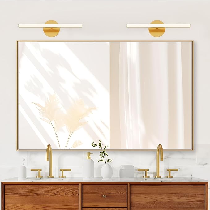 30x48 Inch Orange Gold Bathroom Mirror for Wall, Aluminum Frame Rectangle Rectangular Vanity Mirror, Modern Large for Bedroom, Living Room, Horizontal or Vertical-StrideForce Fitness