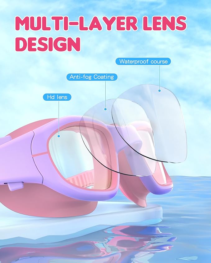 Kids Swim Goggles,Swimming Goggles for Kids 6-14, Anti-Fog UV Protection Pool Glasses for Boys Girls-StrideForce Fitness