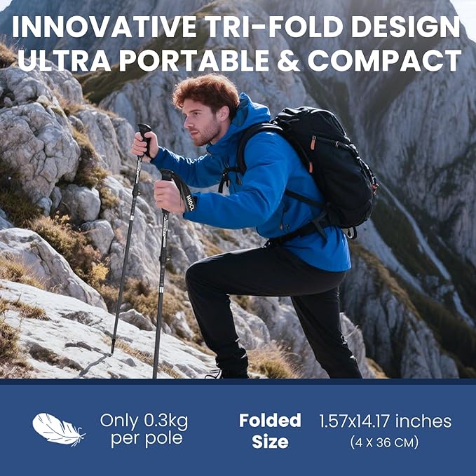 Collapsible Hiking Poles, 7075 Aluminum Trekking Poles, 2pc Lightweight Folding Adjustable for Men & Women, Walking Sticks for Hiking, Camping, Backpacking-StrideForce Fitness