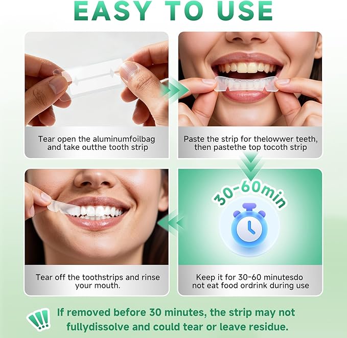 Teeth Whitening Strips for Sensitive, 42 Strips Whitener Safe Whitestrip, Deep Stains Removal Tooth Whitening, Enamel Safe Non-Slip Dry Strip Technology for Whiter Teeth,Coconut