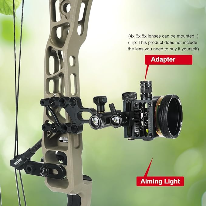 Archery 5-Pin Bow Sight - 0.019" Fiber, Brass Pin, Aluminum Machined - Right and Left Handed, with Hi-Vis Level for Archery, Hunting, Shooting-StrideForce Fitness