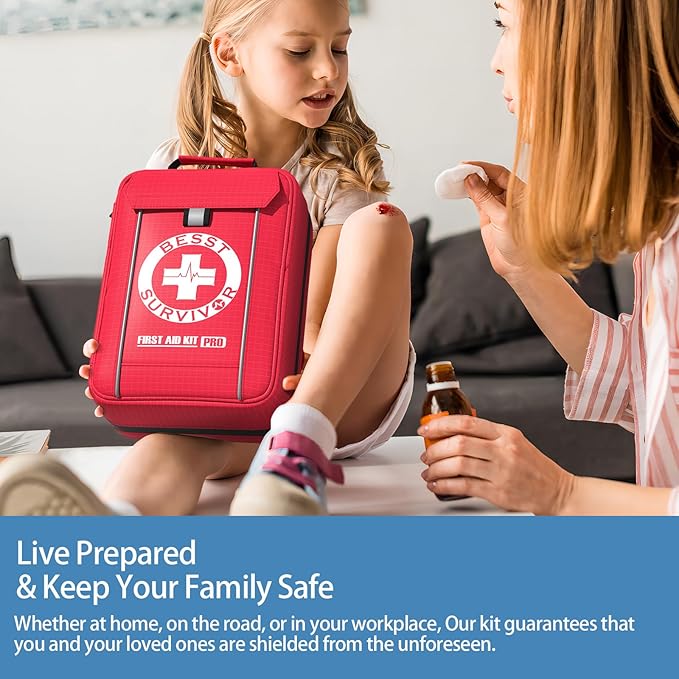 Professional Trauma First Aid Kit - Military-Grade Labelled Compartments & MOLLE System for Workplace, Outdoor, Car, Boat, Hurricane Emergencies 265 Piece Emergency Necessities Kits-StrideForce Fitness