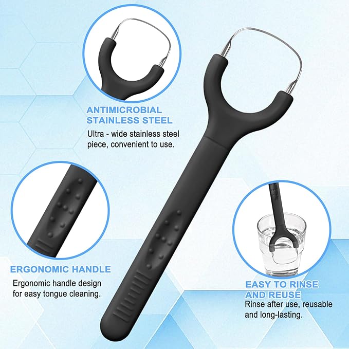 3 Pack Colorful Metal Tongue Scraper for Adults Stainless Steel Tongue Cleaner Tongue Brush Gentle Stylish Tongue Scrapers for Bad Breath Oral Hygiene Cleaning Tool