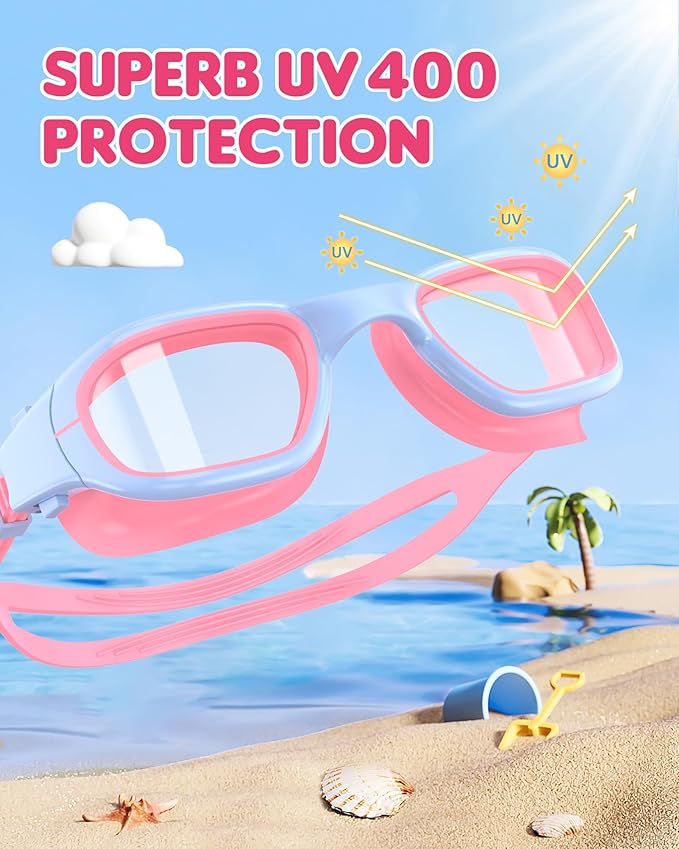 Kids Swim Goggles,Swimming Goggles for Kids 6-14, Anti-Fog UV Protection Pool Glasses for Boys Girls-StrideForce Fitness