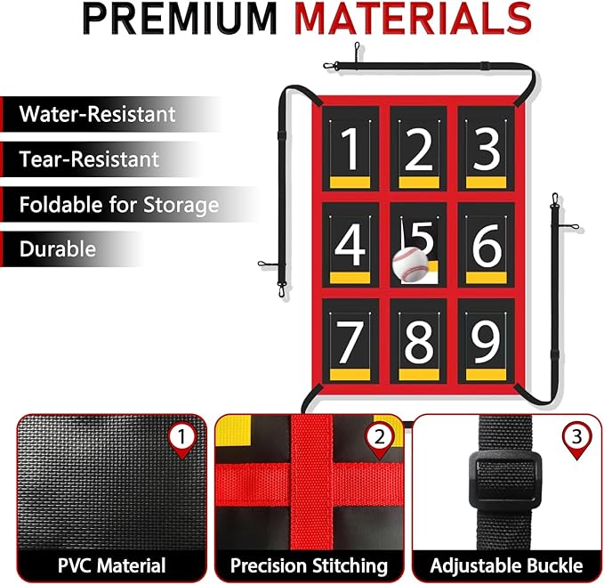 7x7 ft Baseball & Softball Practice Net with 9 Numbered Strike Zone | PRO Training Net for Hitting, Pitching & Batting | with Carry Bag, Bow Frame for All Ages & Skills-StrideForce Fitness