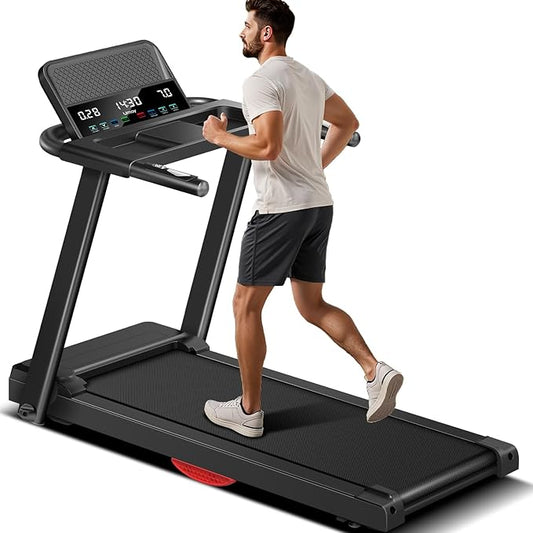 Treadmills for Home, 15% Incline Treadmill, Folding Treadmill Filpped Screen and Heart Rate Sensor, 3.0HP Quiet Brushless Dual Cushion System, 300lbs Weight Capacity-StrideForce Fitness