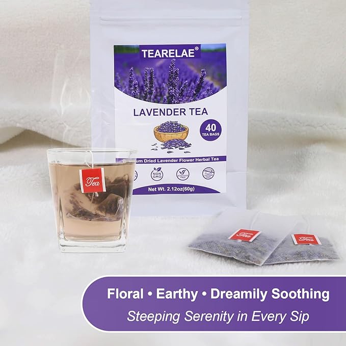 TEARELAE - Lavender Tea, 40 Count - Premium Dried Lavender Flower Tea Bags for Stress Relief - Aromatic Wellness - Non-GMO - Caffeine-Free-StrideForce Fitness