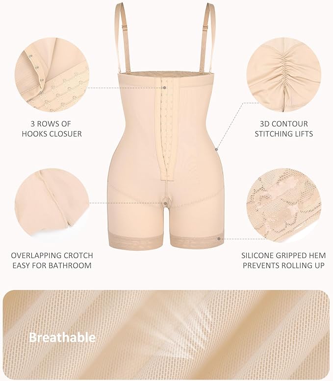 FeelinGirl Faja Body Shaper Tummy Control Shapewear for Women Butt Lifter Post Surgery Fajas Postparto Para Mujer-StrideForce Fitness