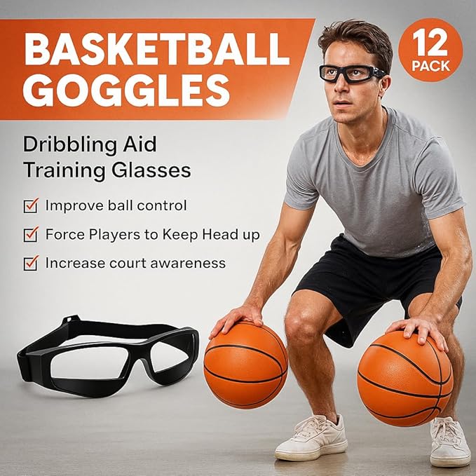 Liberty Imports 12 Pack Basketball Dribbling Goggles Adjustable Sport Training Glasses Aid for Team Training Aid Basketball Equipment Safety Specs for Adult Teenagers Youth-StrideForce Fitness