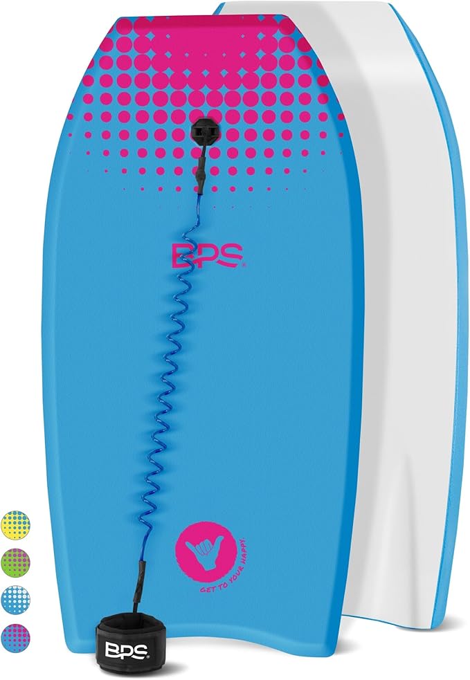 BPS New Zealand ‘Shaka’ Body Board for All Wave Conditions - Lightweight with EPS Core, HDPE Slick Bottom, Body Boards for Beach with Wrist Leash and Plug for Kids and Adults - All Skill Levels-StrideForce Fitness