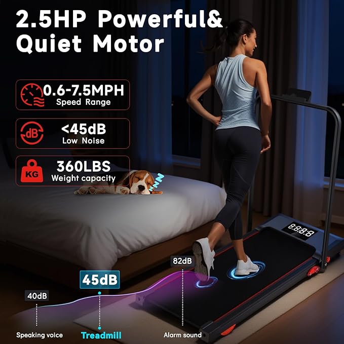 Walking Pad Treadmill with Incline and Handle Bar, 7.5MPH Under Desk Treadmill for Home Office, 360 Lbs Capacity Portable Treadmills with Remote Control, Led Display-StrideForce Fitness