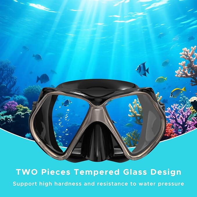 2 Pack Snorkeling Gear for Adults, Dry Snorkel, Mask Set Adult, Diving Scuba Mask, Scuba Gear, Swimming Goggles with Nose Cover, Swim Freediving Tempered Glass Panoramic View Travel Packages-StrideForce Fitness