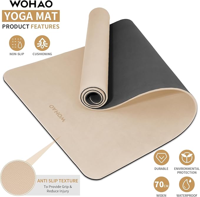 Extra Thick 8mm Yoga Mat, 72"x28" Non Slip Exercise Mat, Reversible 2-Sided Dual Color Premium POE Material, with Carrying Strap for Yoga, Pilates, Home Gym-StrideForce Fitness
