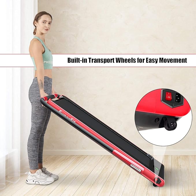 GYMAX Walking Pad, 2 in 1 Free Installation Under Desk Treadmill with Smart App, Remote Control & LED Display, 2.25HP Foldable Portable Compact Running Machine for Small Spaces Home Office-StrideForce Fitness