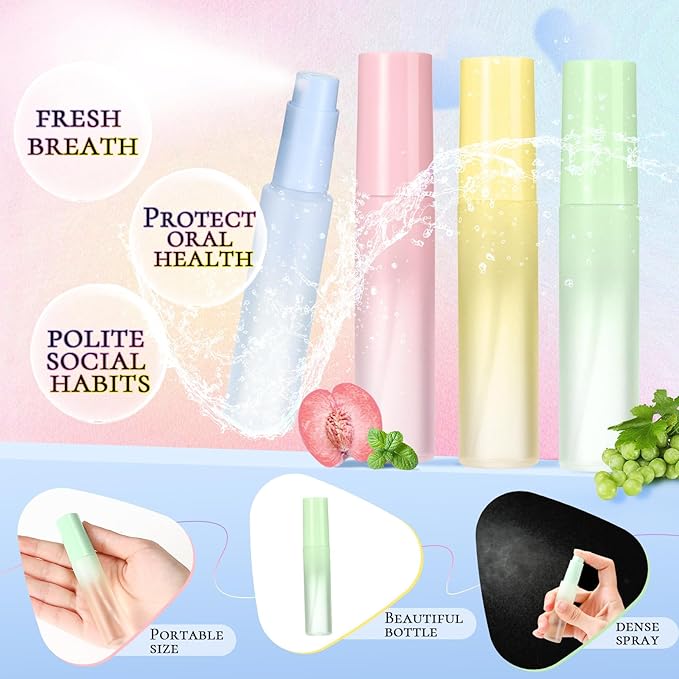 20 Pcs Breath Spray 4 Styles Breath Freshener Spray Compact Portable Refreshing Cool Mouth Oral Odor Care