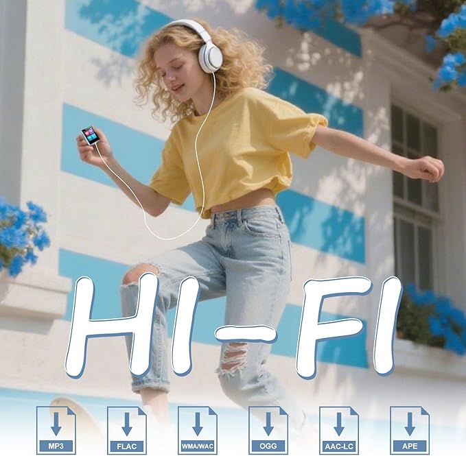 32GB MP3 Player for Kids, 1.8 inch Portable Small Music Bluetooth MP3 Player with Speaker, FM Radio, Voice Recorder, Alarm Clock, Stopwatch, Up to 512GB(Blue)-StrideForce Fitness