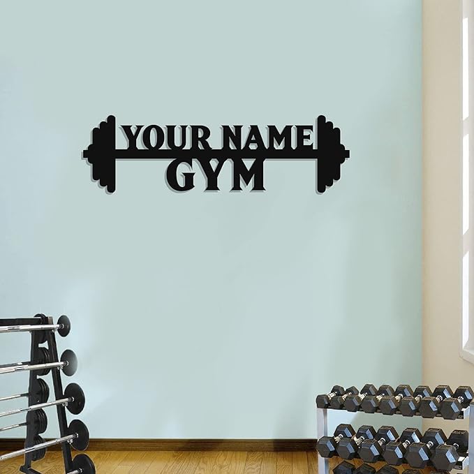 Personalized Home Gym LED Tin Metal Sign Multiple Sizes, Gym Wall Decor, Exercise Workout Room Decor Fitness Center, Motivational Inspirational Hanging Art Plaque (02 W/o Lights)-StrideForce Fitness