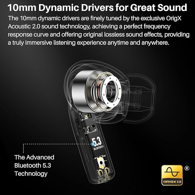 TOZO T20 Wireless Earbuds Bluetooth Headphones 48.5 Hrs Playtime with LED Digital Display, IPX8 Waterproof, Dual Mic Call Noise Cancelling 10mm Broad Range Speakers with Wireless Charging Case-StrideForce Fitness