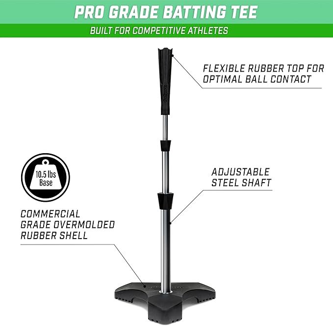 GoSports Baseball & Softball Pro Batting Tee with Heavy-Duty Tripod Base Design and Adjustable Height-StrideForce Fitness