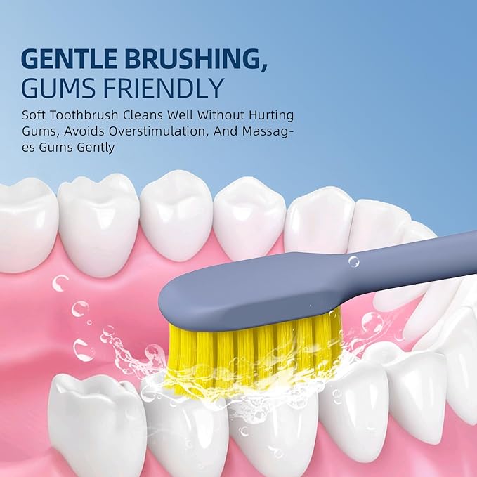 8 PCS Ultra-Soft Adult Toothbrushes for Sensitive Gums, Extra Gentle Manual Toothbrush with Soft Bristles, 4 Colors - Dentist Recommended Teeth Brush for Adults & Family