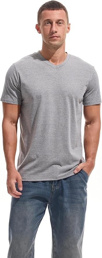 VEIISAR Premium V Neck T Shirts for Men - Modern Fitted Tees Vneck Undershirts-StrideForce Fitness