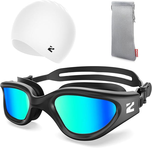ZIONOR G1 Lite Swim Goggles with Swim Cap Comfortable Anti-fog Swimming Goggles Cap Set for Adult Men Women-StrideForce Fitness