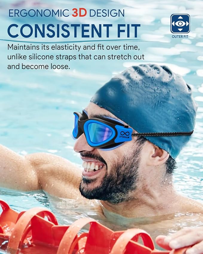 Swim Goggles, Polarized Adult Swimming Goggles Bungee Strap No Hair Pulling Anti-fog Pool Goggles for Men Women-StrideForce Fitness