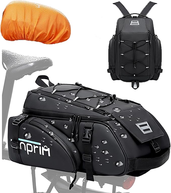 19L Reflective Bike Rack Bag Large Capacity Waterproof Rear Bag with Rain Cover E-Bike Bicycle Accessories Basket Storage Crossbody Saddle Shoulder Rear Seat Luggage Pouch Bag Accesorios Bicicletas-StrideForce Fitness