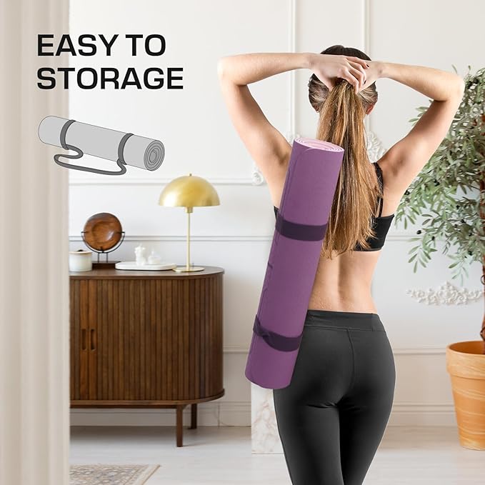 Yoga Mat Non Slip, Anti-Tear 3/16 Thick TPE Yoga Mats for Women and Men, 72"x24" Exercise & Fitness Mat with Carrying Strap, Workout Mats for Yoga, Pilates and Floor Exercise