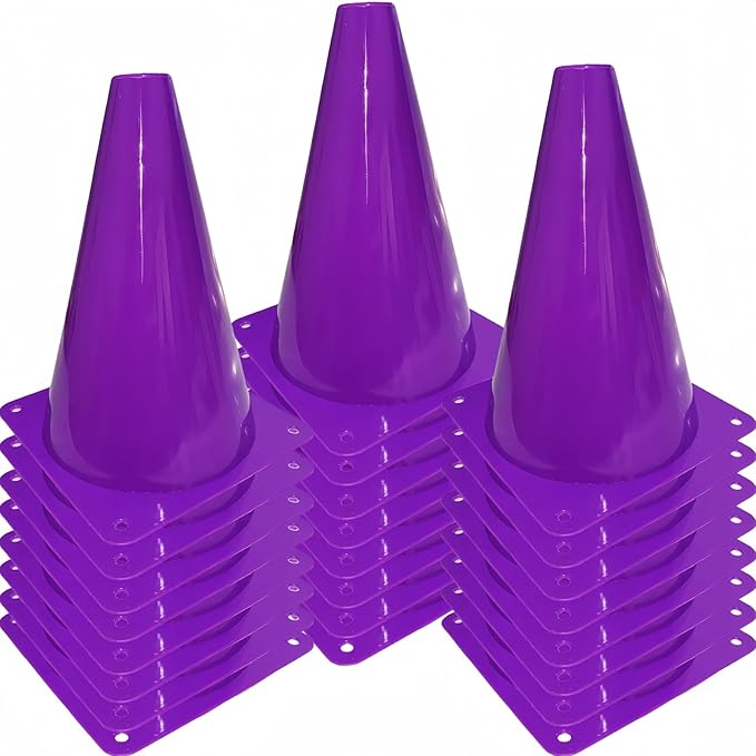 24 Pcs 7 Inch Plastic Traffic Cones, Basketball Football Drills, Skating, Sport Training Agility Markers, Indoor Outdoor Games, Multicolor-StrideForce Fitness