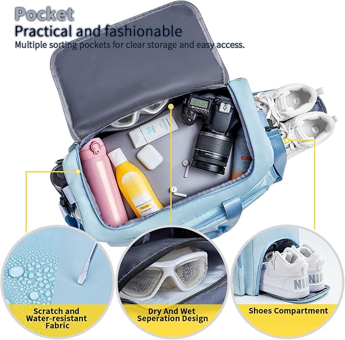 FIORETTO Women's Gym Duffle Bag with Shoes Compartment, 37L Capacity, Ideal for Travel, Gym, Sports, Duffel, Weekender-StrideForce Fitness