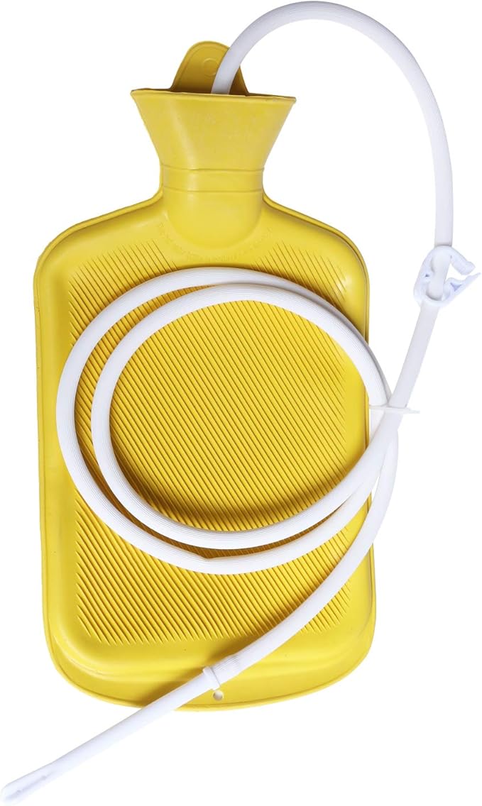 Abyclean Enema Bag Kit Rubber Anal Douche Vaginal Douche Enema Cleaner for Women’s or Man’s Health (Yellow, 2L)-StrideForce Fitness