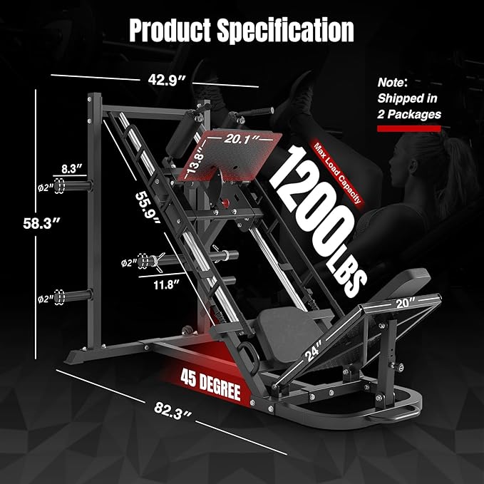 Dripex Leg Press Machine, Leg Press Machines for Home Gym, Professional Leg Press Hack Squat Machine Combo with 4 Weight Plate Storage Holders for Full Lower Body Workout-StrideForce Fitness