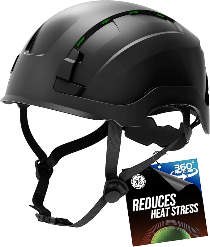 GE Safety Helmet: ANSI Type 2 Class G & E, Advanced Impact Technology, Ultra Comfortable Memory Foam, Heat Stress Reduction, Compatible with Accessories, Adjustable Size OSHA Approved-StrideForce Fitness