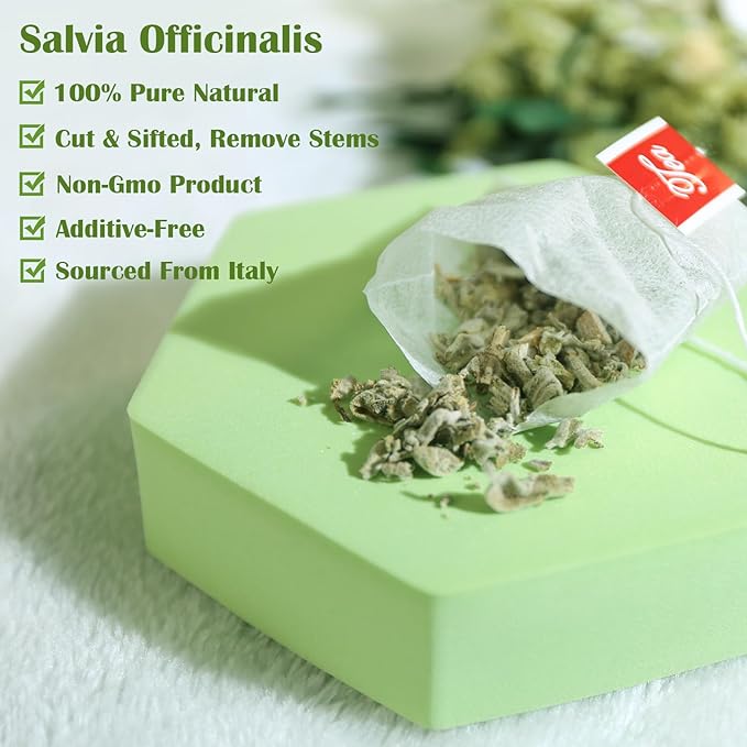 TEARELAE - Premium Sage Leaf Tea Bags - 1.5g x 40 Count - Natural Cut & Sifted Sage Herb Salvia Officinalis - Non-GMO - Caffeine-free - Digestion Support & Breath Support-StrideForce Fitness