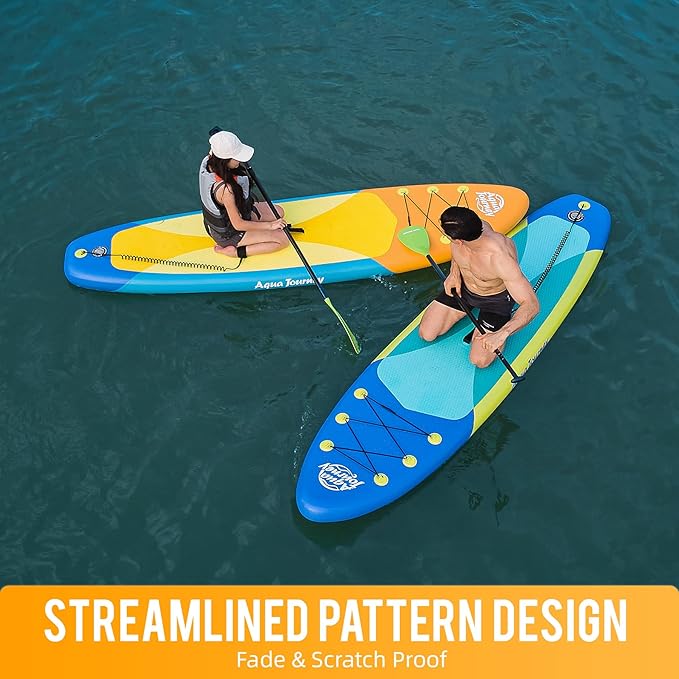 10'6"Inflatable Stand Up Paddle Board Ultra Portable-Lightweight & Stable|All-in-One Kit w/Aluminum Paddle, Dual-Action Pump & Backpack|Lakes & Oceans Ready for Family Recreation by Aquajourney-StrideForce Fitness