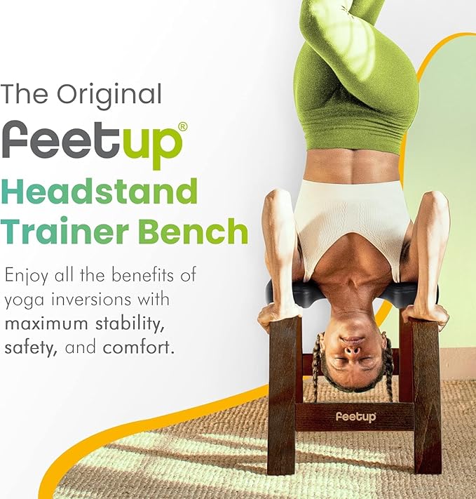 FeetUp - The Original Yoga Headstand Bench, Vegan Handstand Trainer Bench and Stand, Strength Training Inversion Equipment for Relaxation and Strength, Includes App & Starter Kit, #1 Worldwide-StrideForce Fitness