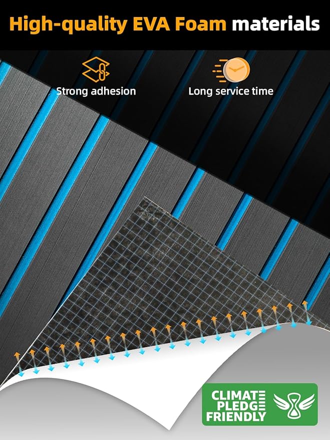 FOCEAN Boat Flooring EVA Foam Boat Decking Faux Teak Marine Flooring Boat Mat Boat Carpet Sheet for Motorboat RV Yacht Kayak Surfboard, 94.5"x 47.2"/35.4"/23.6"/15.7"-StrideForce Fitness