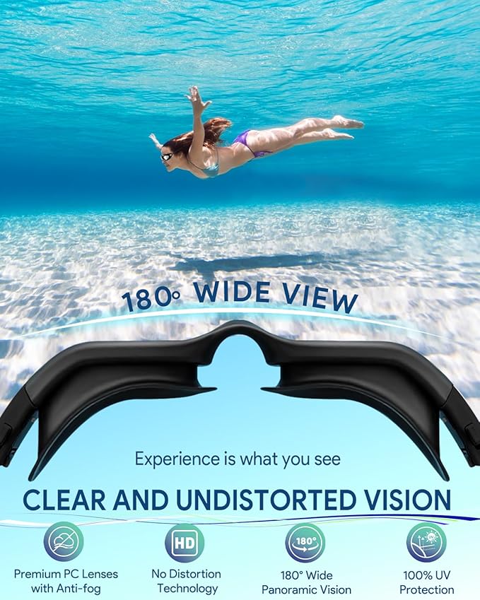 Swim Goggles, Polarized Adult Swimming Goggles Bungee Strap No Hair Pulling Anti-fog Pool Goggles for Men Women-StrideForce Fitness