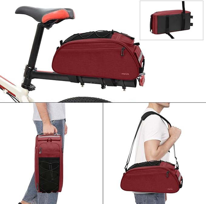 MOSISO Bike Rack Bag, Waterproof Bicycle Trunk Pannier Rear Seat Pouch Cycling Bike Carrier Backseat Storage Luggage Saddle Shoulder Bag-StrideForce Fitness